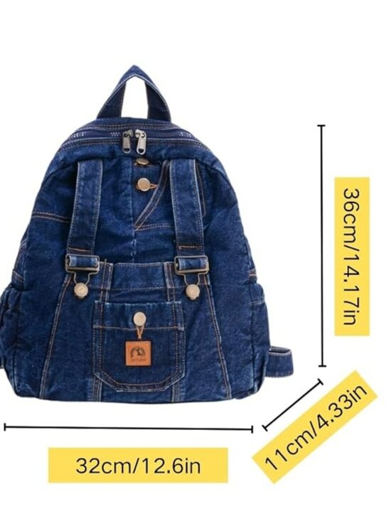 New Denim Backpack Y2K Grunge Style Lightweight Canvas Rucksack Purse main image 3